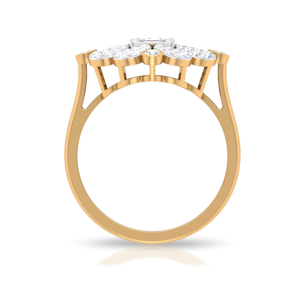 Natural Diamond Statement Engagement Ring in Illusion Set