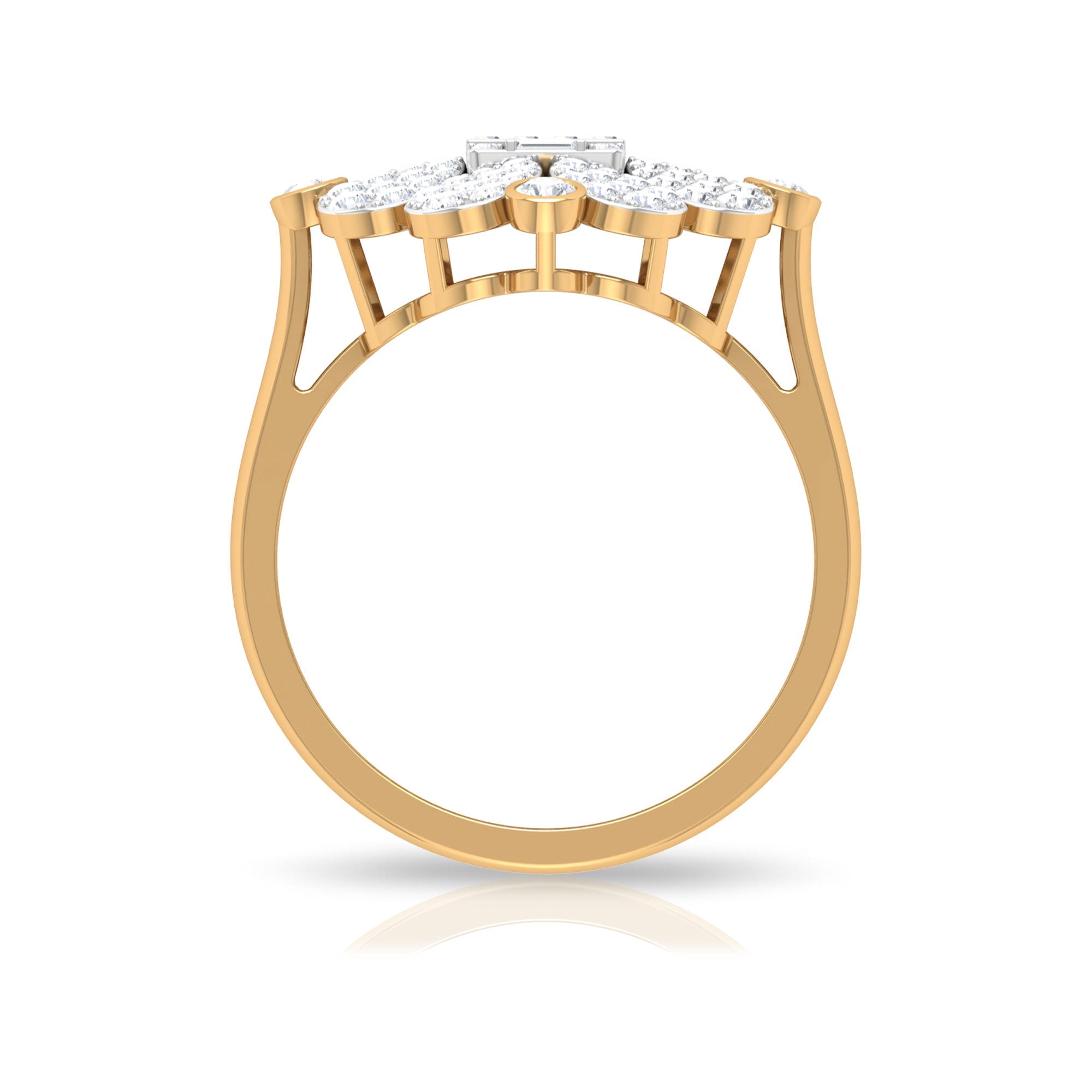 Natural Diamond Statement Engagement Ring in Illusion Set