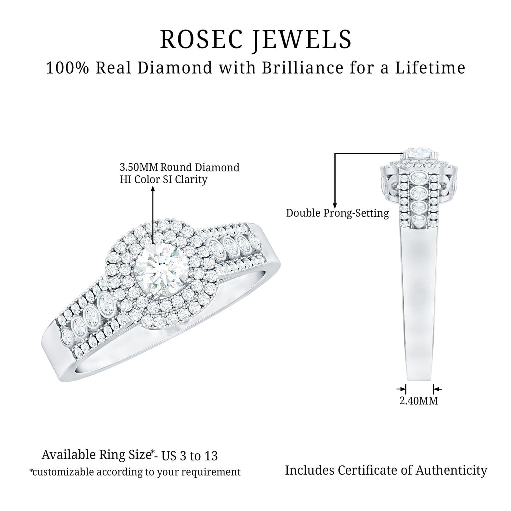 Certified Diamond Halo Engagement Ring For Women