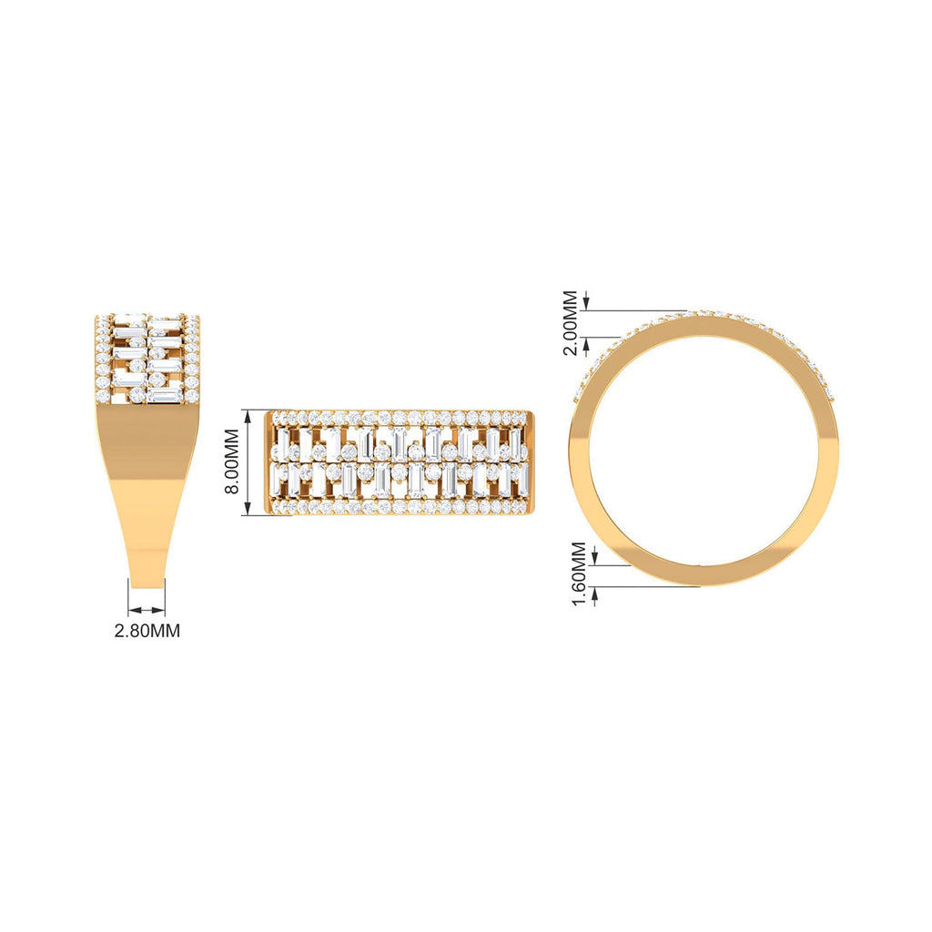 Certified Natural Diamond Wide Wedding Band