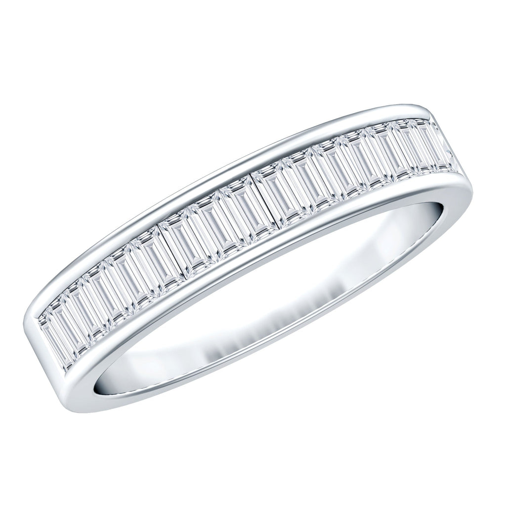 1 CT Baguette Cut Lab Grown Diamond Half Eternity Band