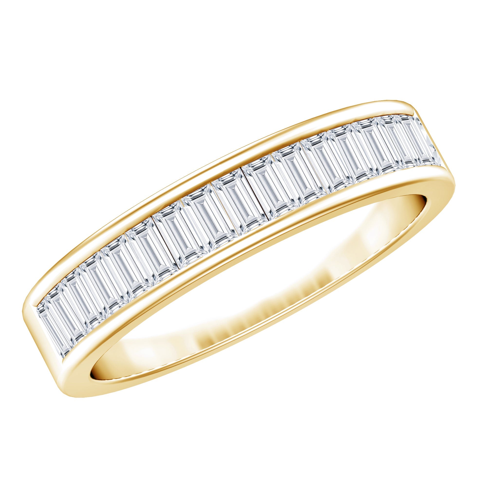 1 CT Baguette Cut Lab Grown Diamond Half Eternity Band