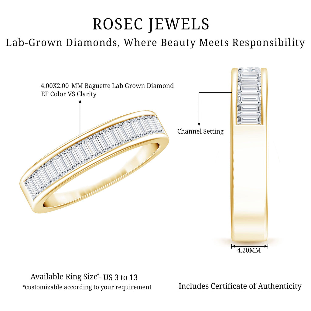 1 CT Baguette Cut Lab Grown Diamond Half Eternity Band