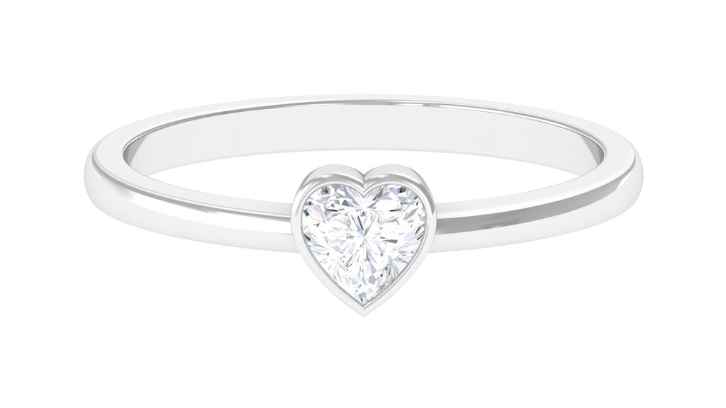Natural Diamond Heart Promise Ring in Bezel Setting