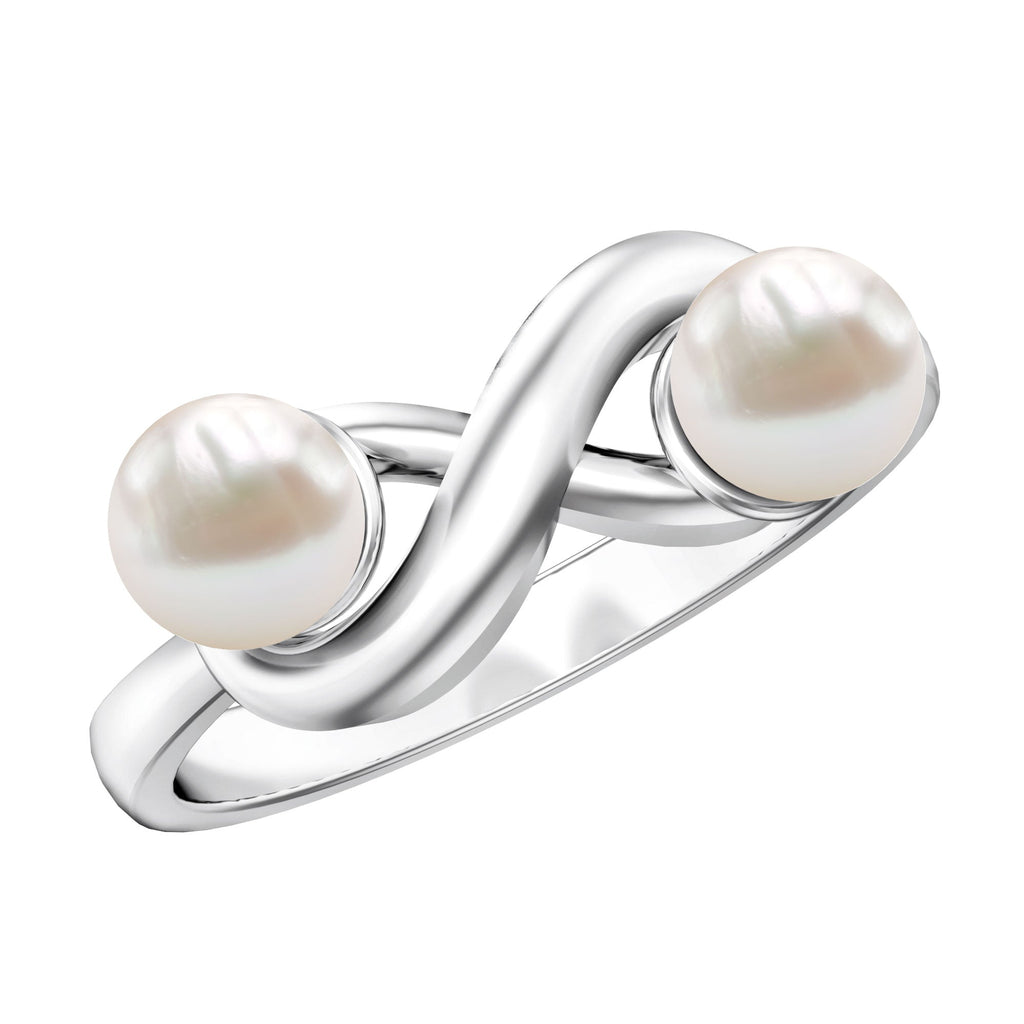 4 Carat Toi et Moi Freshwater Pearl Infinity Promise Ring