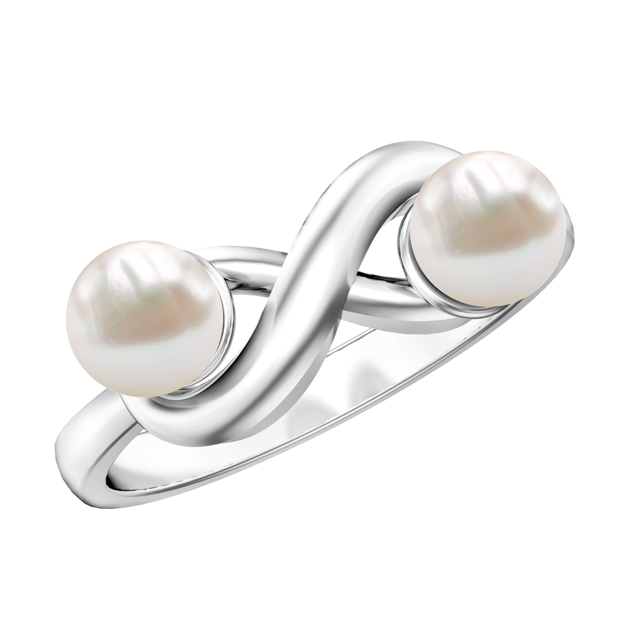 4 Carat Toi et Moi Freshwater Pearl Infinity Promise Ring