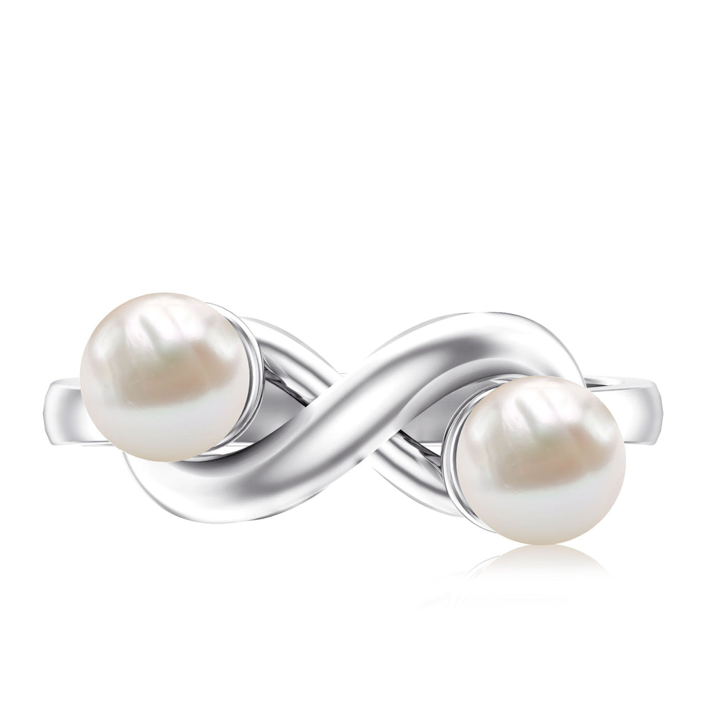 4 Carat Toi et Moi Freshwater Pearl Infinity Promise Ring