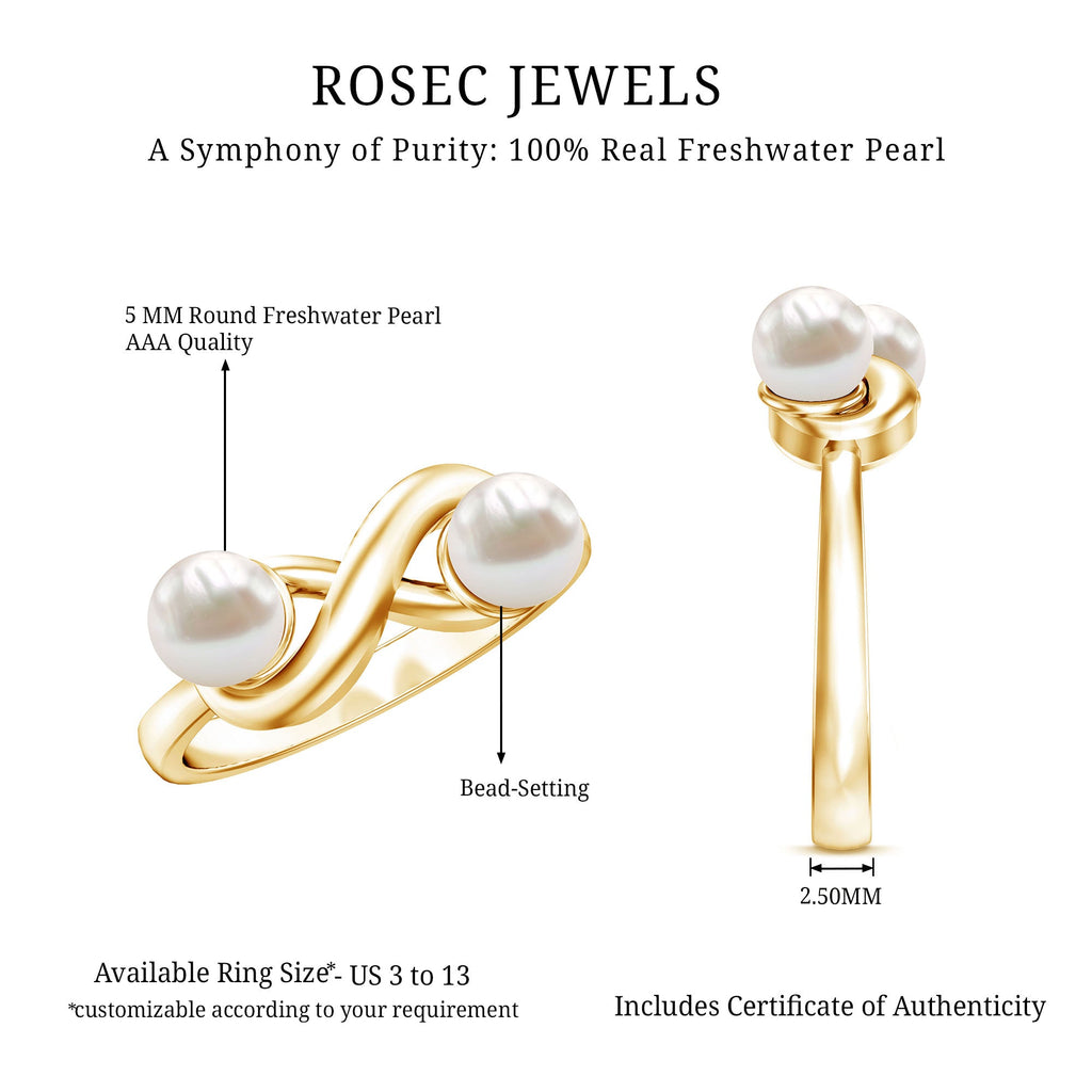 4 Carat Toi et Moi Freshwater Pearl Infinity Promise Ring