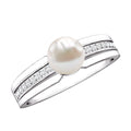 2 Carat Freshwater Pearl Engagement Ring with Diamond for Women