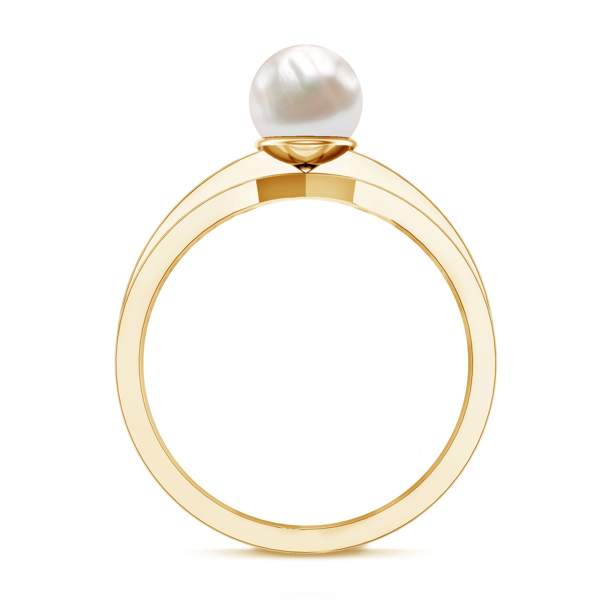 2 Carat Freshwater Pearl Engagement Ring with Diamond for Women