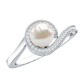 2 Carat Freshwater Pearl Bypass Engagement Ring with Diamond