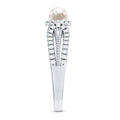 2 Carat Freshwater Pearl and Diamond Engagement Ring with Beaded Detail