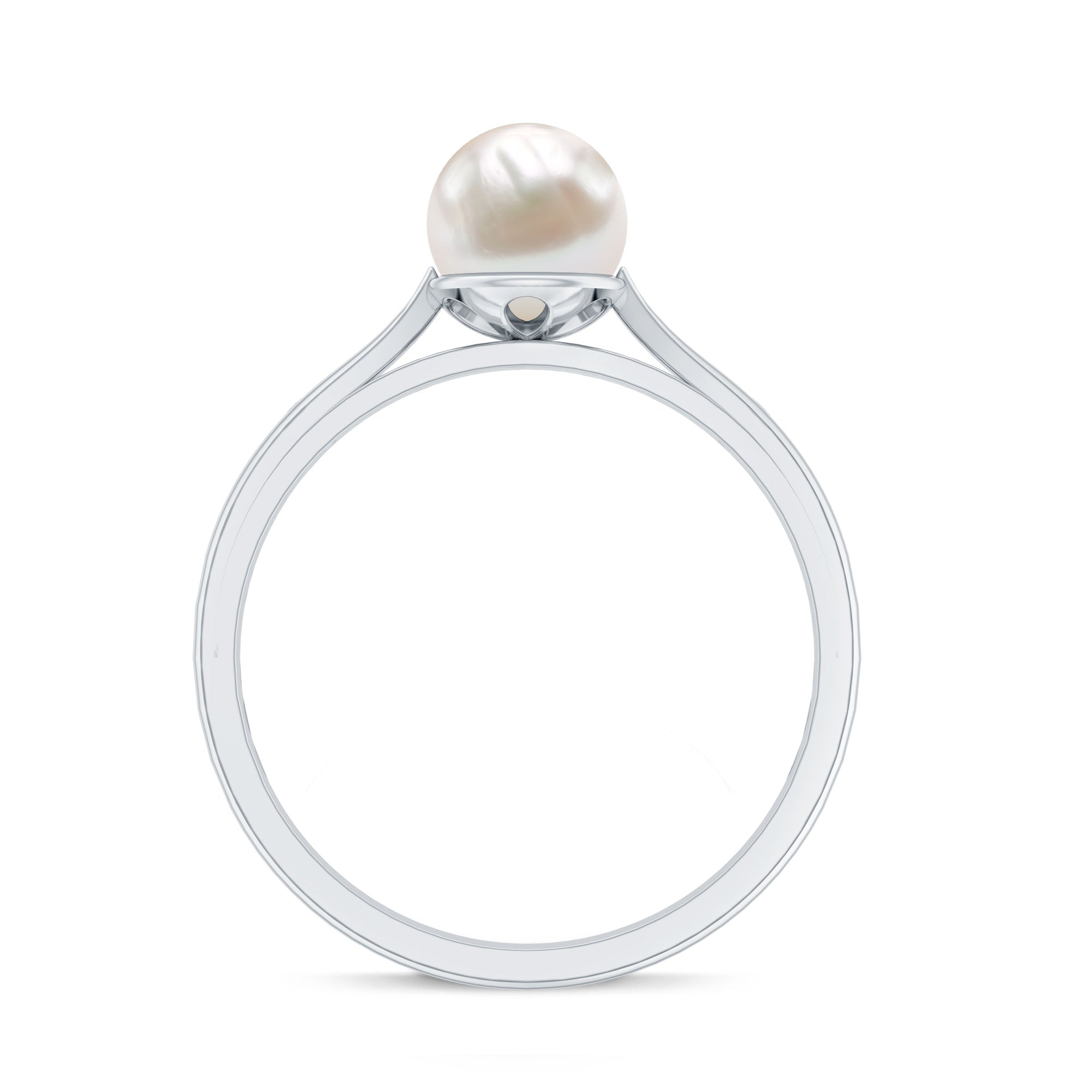 Natural 2 Carat Freshwater Pearl Solitaire Ring with Diamond