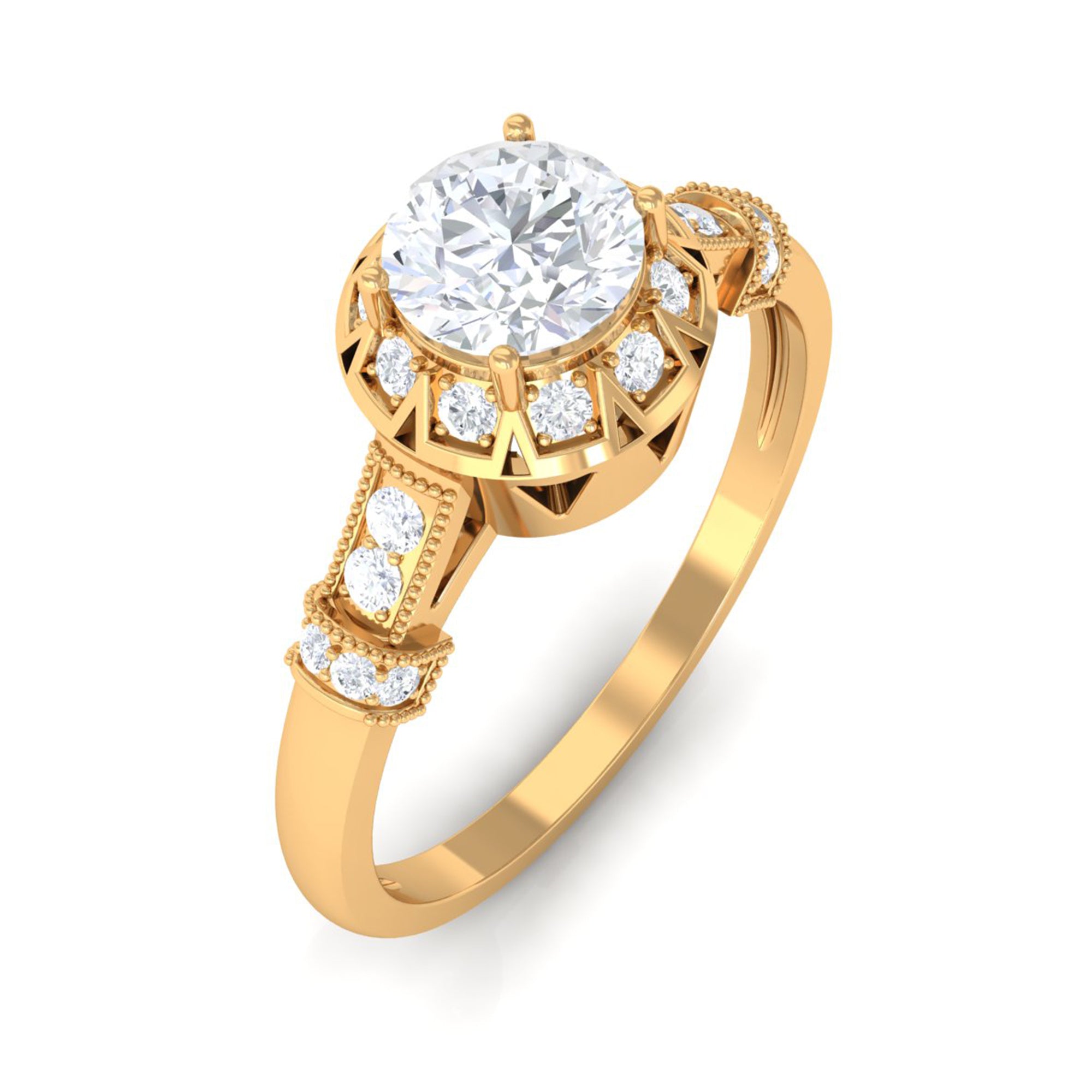 Vintage Style Cubic Zirconia Engagement Ring