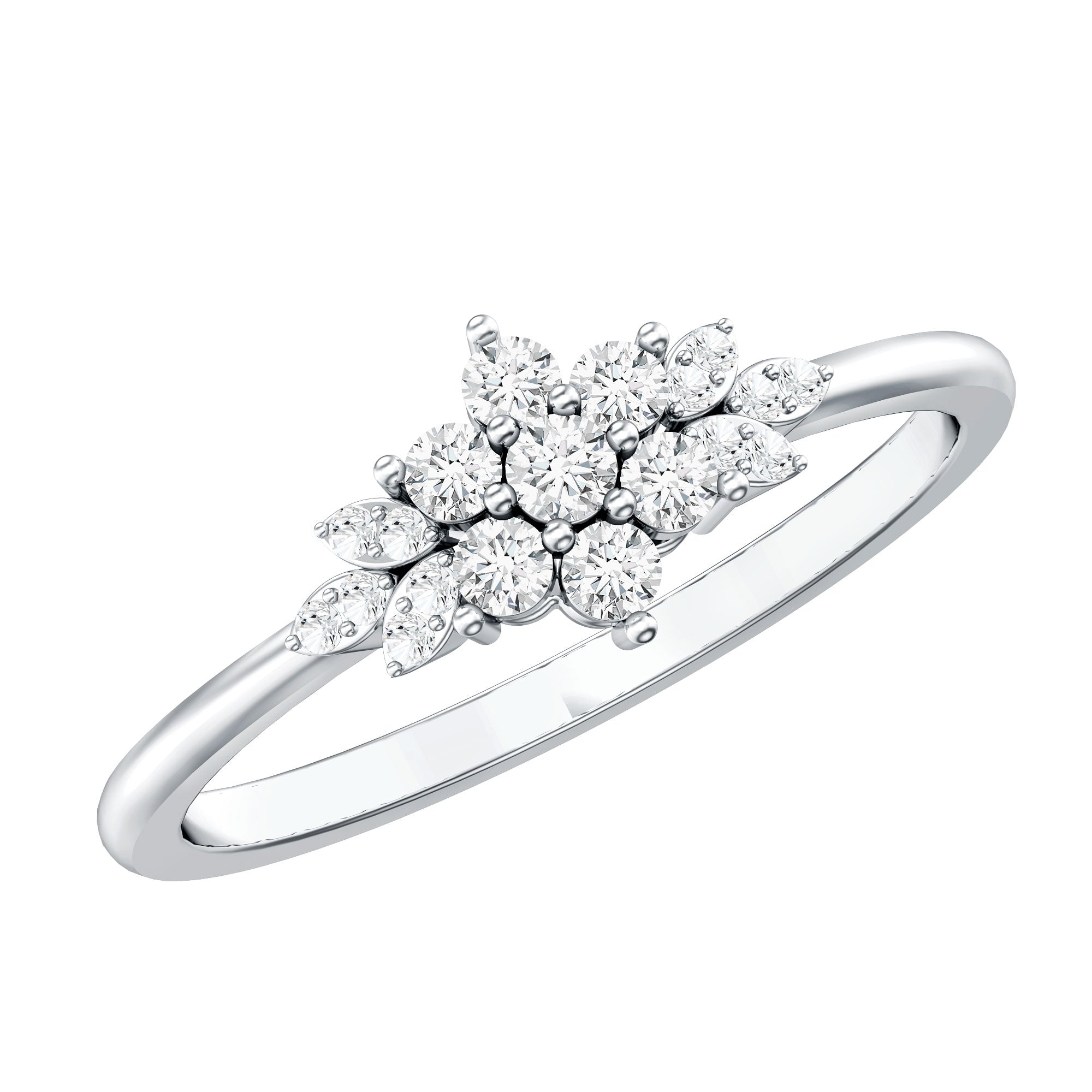 Cubic Zirconia Flower Cluster Engagement Ring