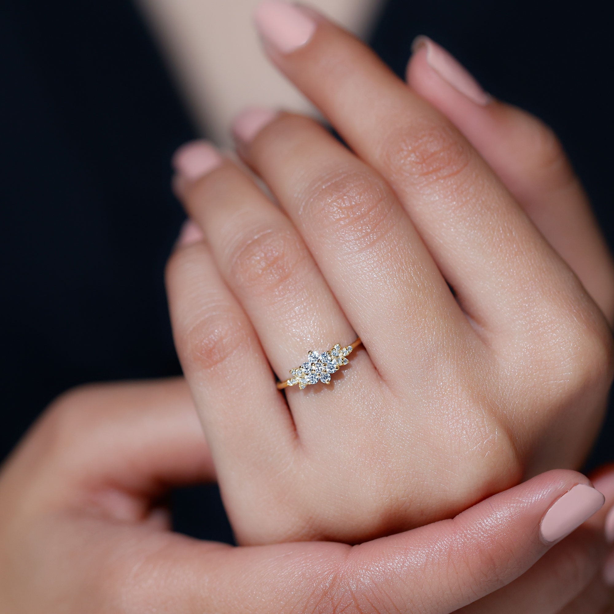 Cubic Zirconia Flower Cluster Engagement Ring