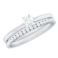 Simple Cubic Zirconia Solitaire Wedding Ring Set for Women