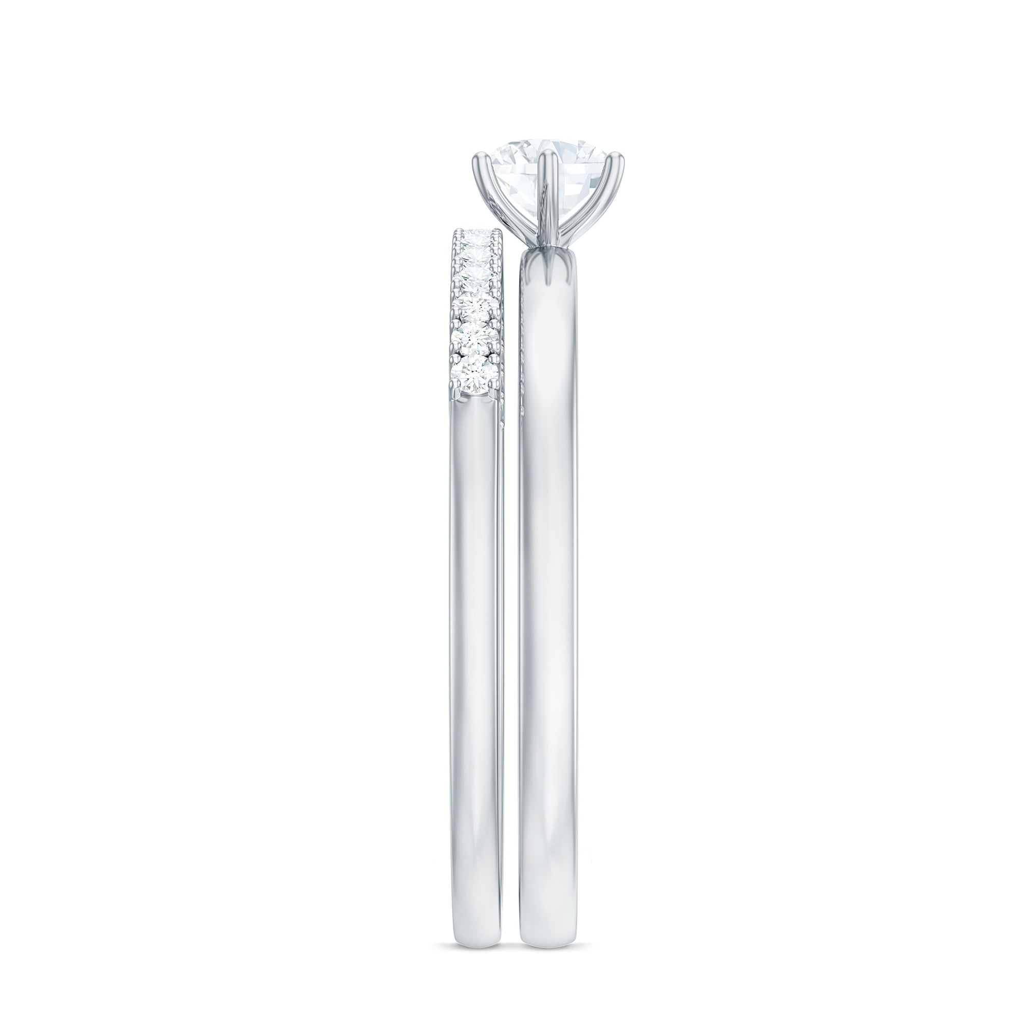 Simple Cubic Zirconia Solitaire Wedding Ring Set for Women