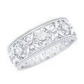 Vintage Inspired Cubic Zirconia Flower Wedding Band with Certificate