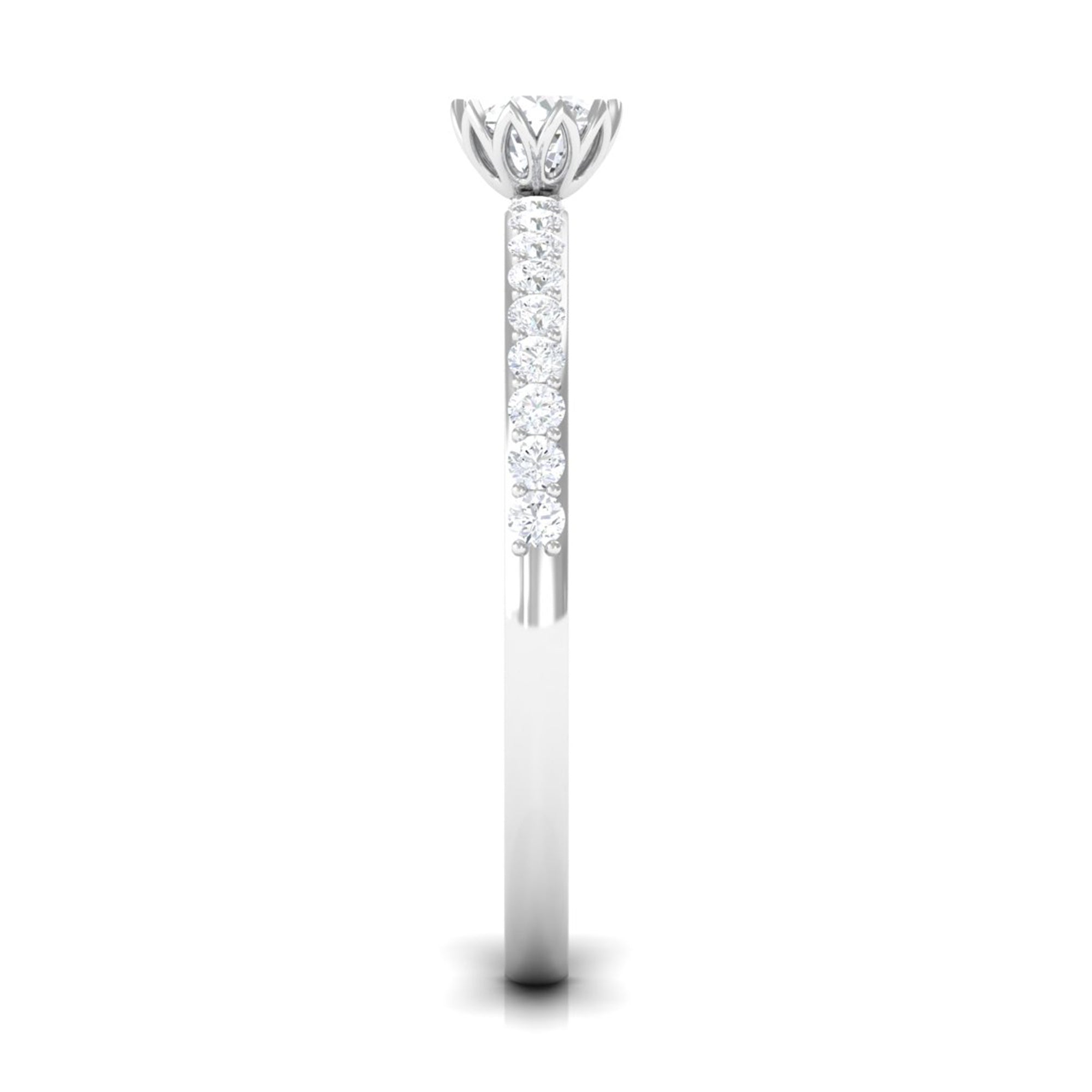 3/4 CT Lotus Basket Set Solitaire Cubic Zirconia Engagement Ring