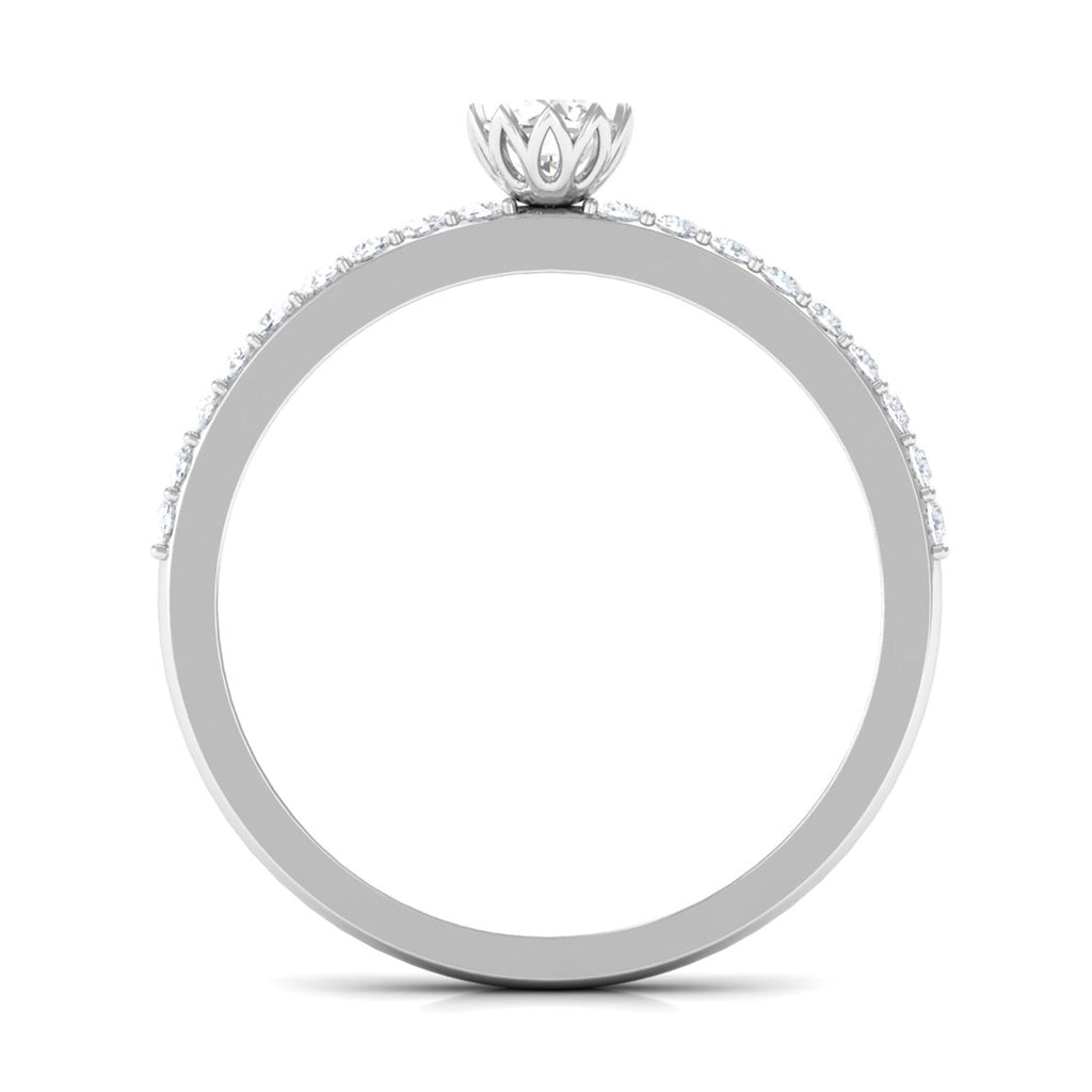 3/4 CT Lotus Basket Set Solitaire Cubic Zirconia Engagement Ring