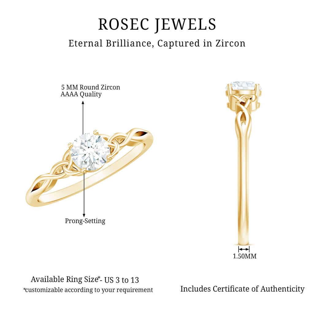 0.5 Carat Solitaire Cubic Zirconia Promise Ring with Celtic Knot