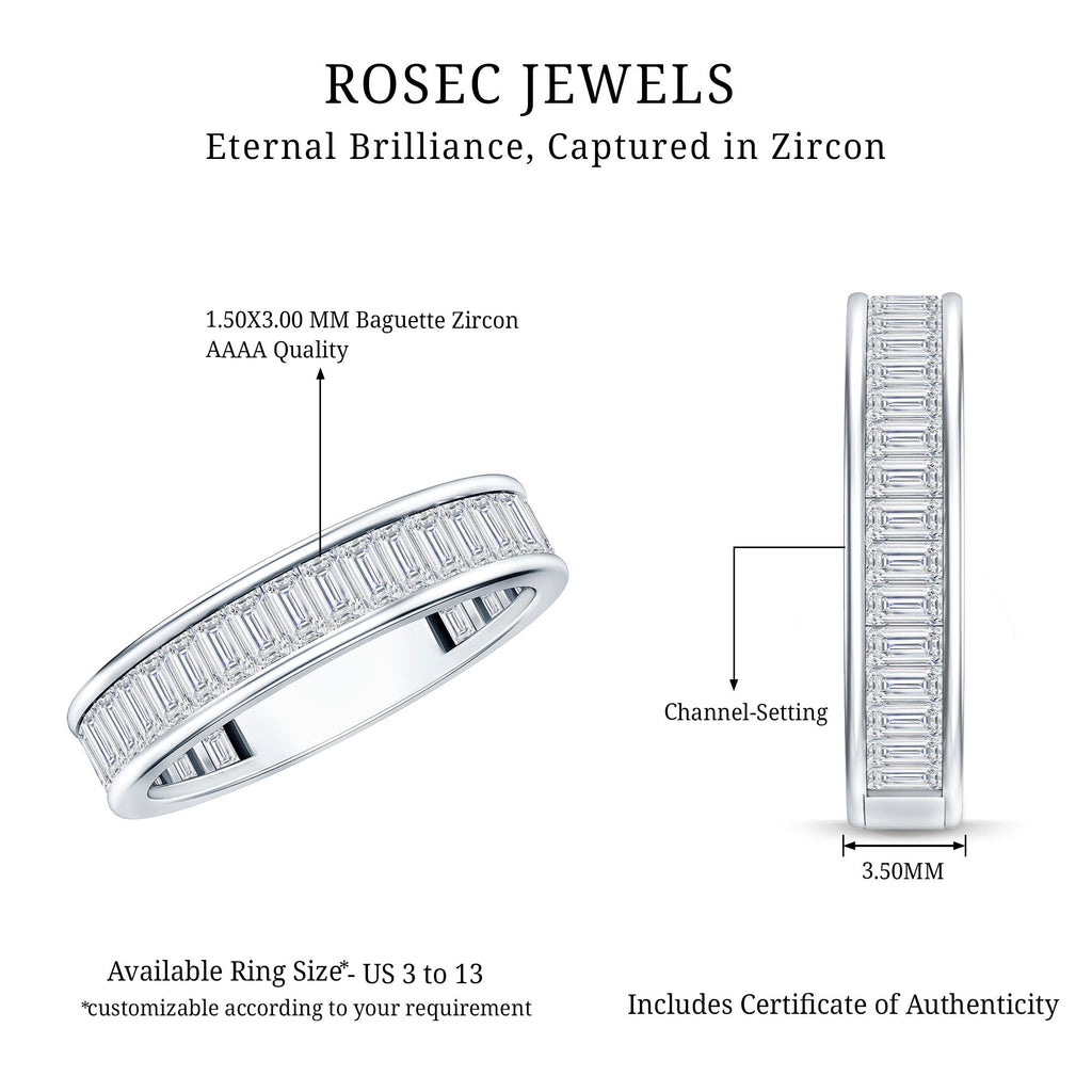 1/2 CT Channel Set Baguette Cut Zircon Eternity Band Ring