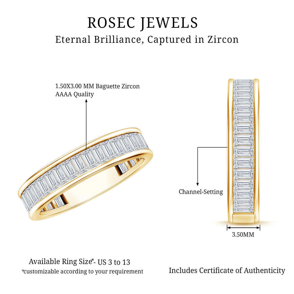 1/2 CT Channel Set Baguette Cut Zircon Eternity Band Ring