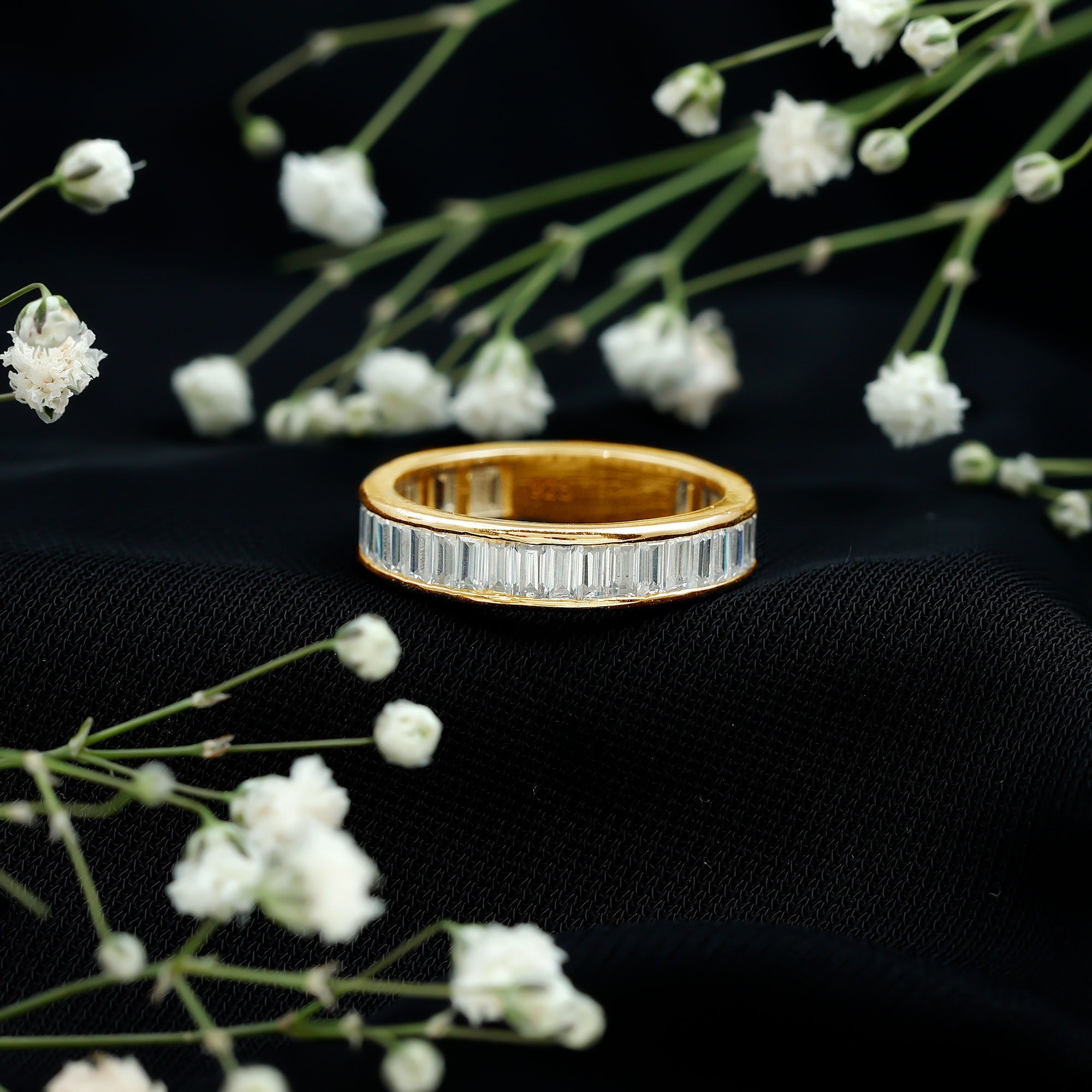 1/2 CT Channel Set Baguette Cut Zircon Eternity Band Ring