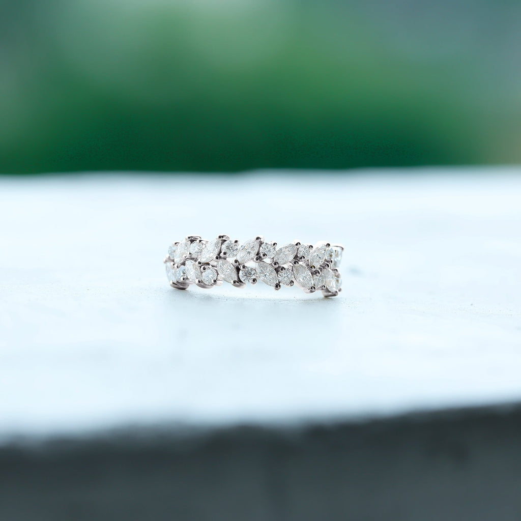 Marquise and Round Zircon Half Eternity Band Ring