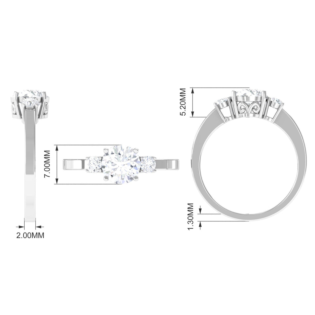 Round Cubic Zirconia Three Stone Engagement Ring