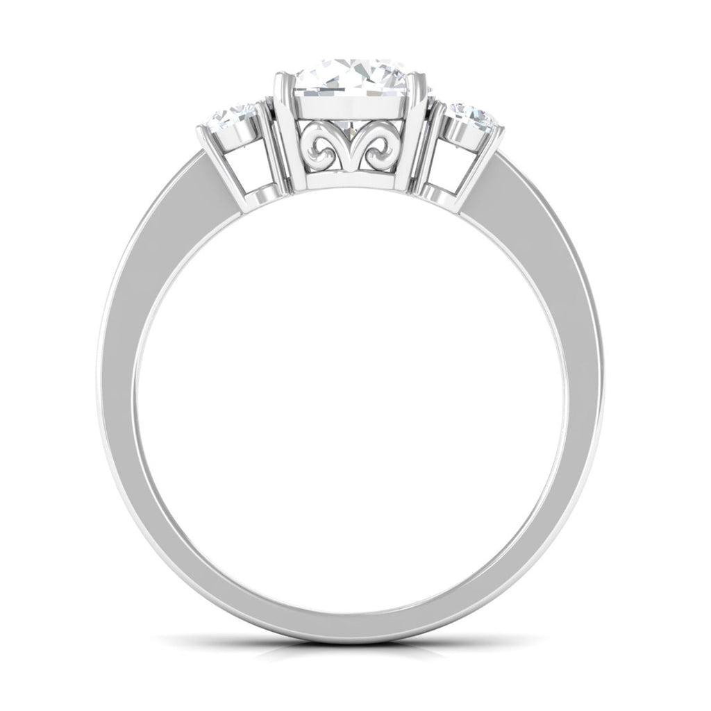 Round Cubic Zirconia Three Stone Engagement Ring