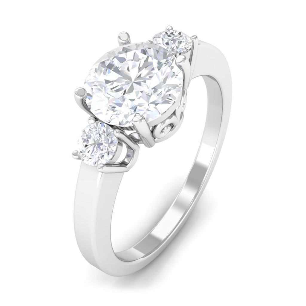 Round Cubic Zirconia Three Stone Engagement Ring