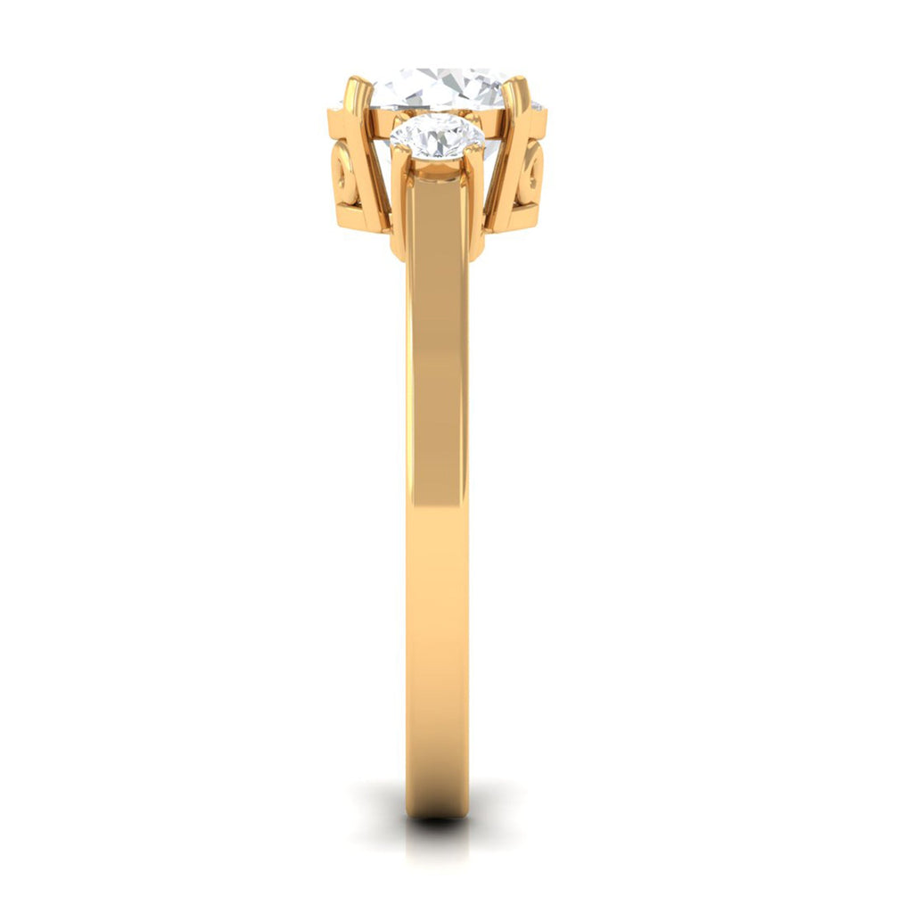 Round Cubic Zirconia Three Stone Engagement Ring