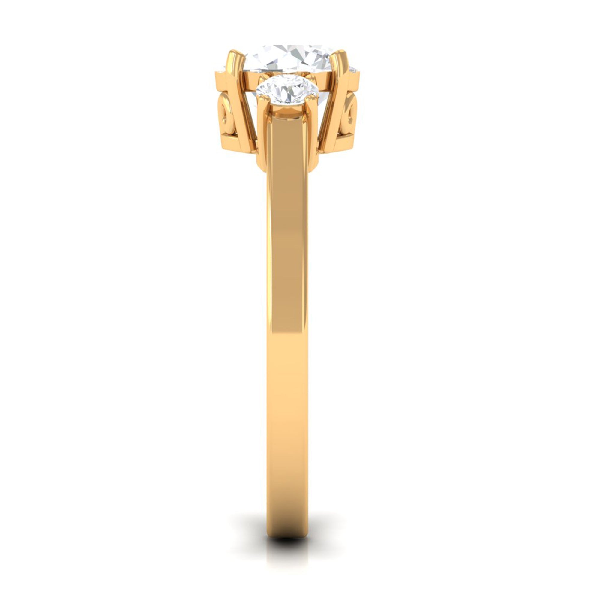 Round Cubic Zirconia Three Stone Engagement Ring