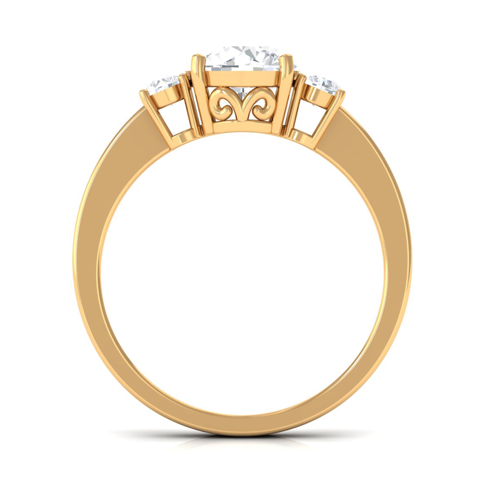Round Cubic Zirconia Three Stone Engagement Ring