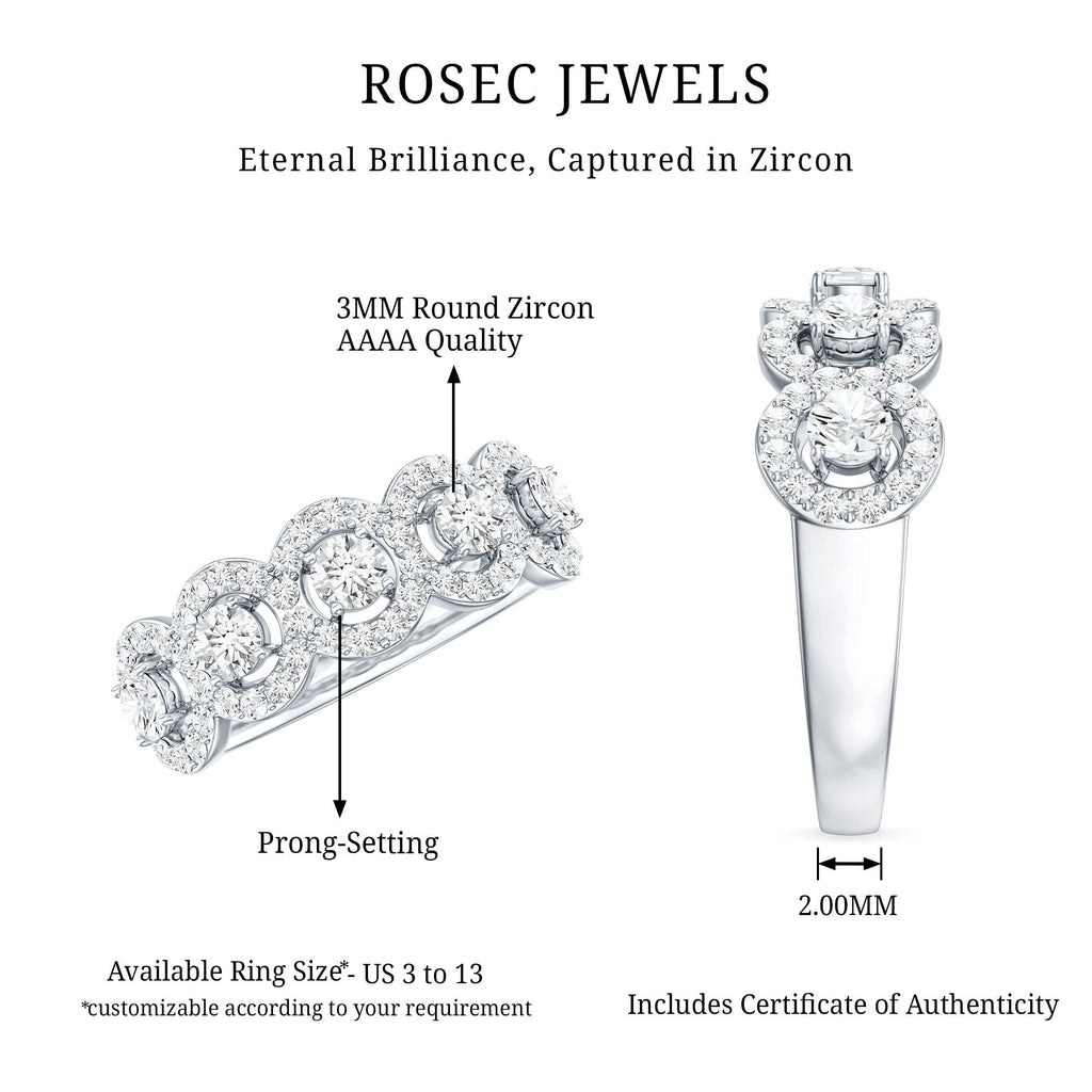 Classic Cubic Zirconia Halo Wedding Band Ring