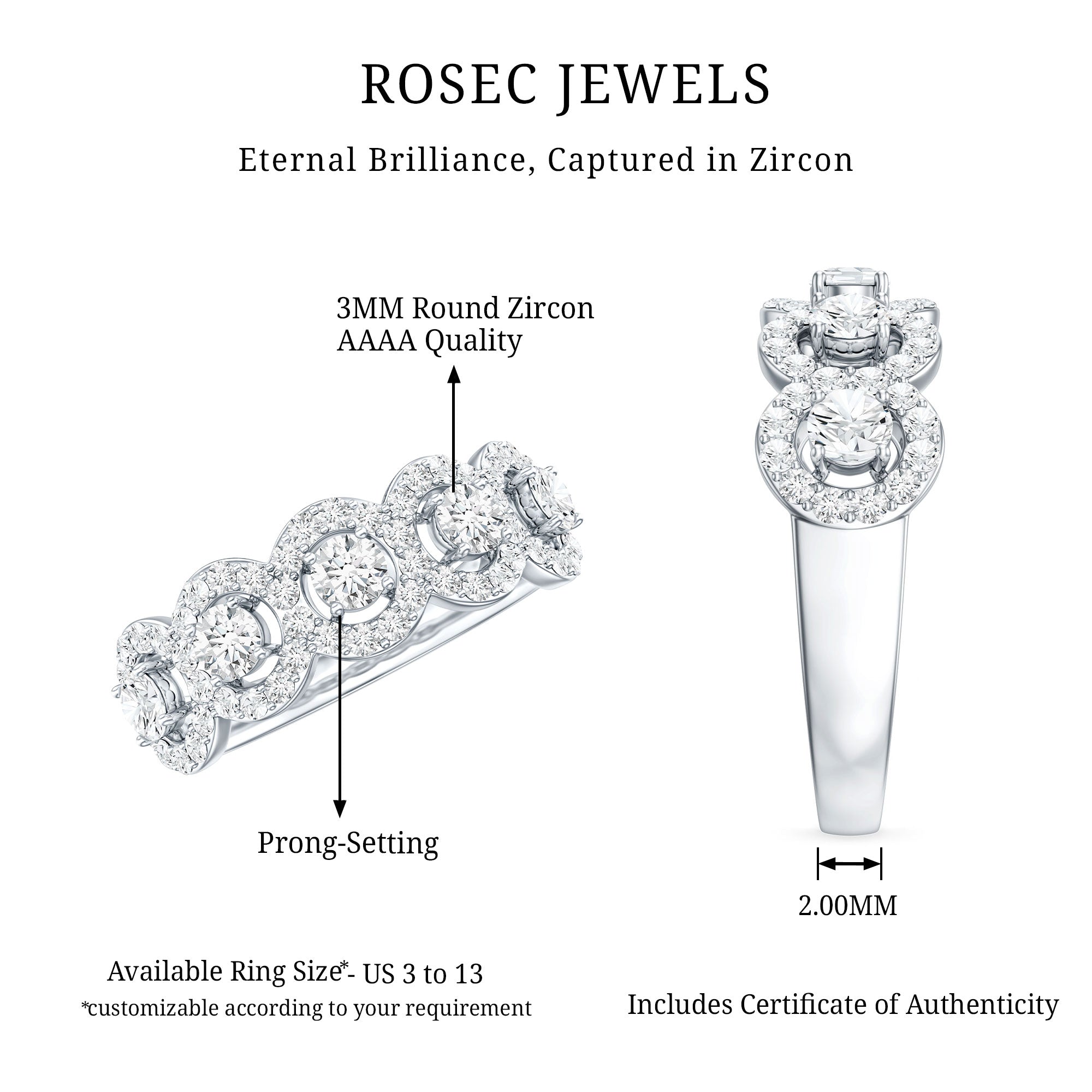 Classic Cubic Zirconia Halo Wedding Band Ring