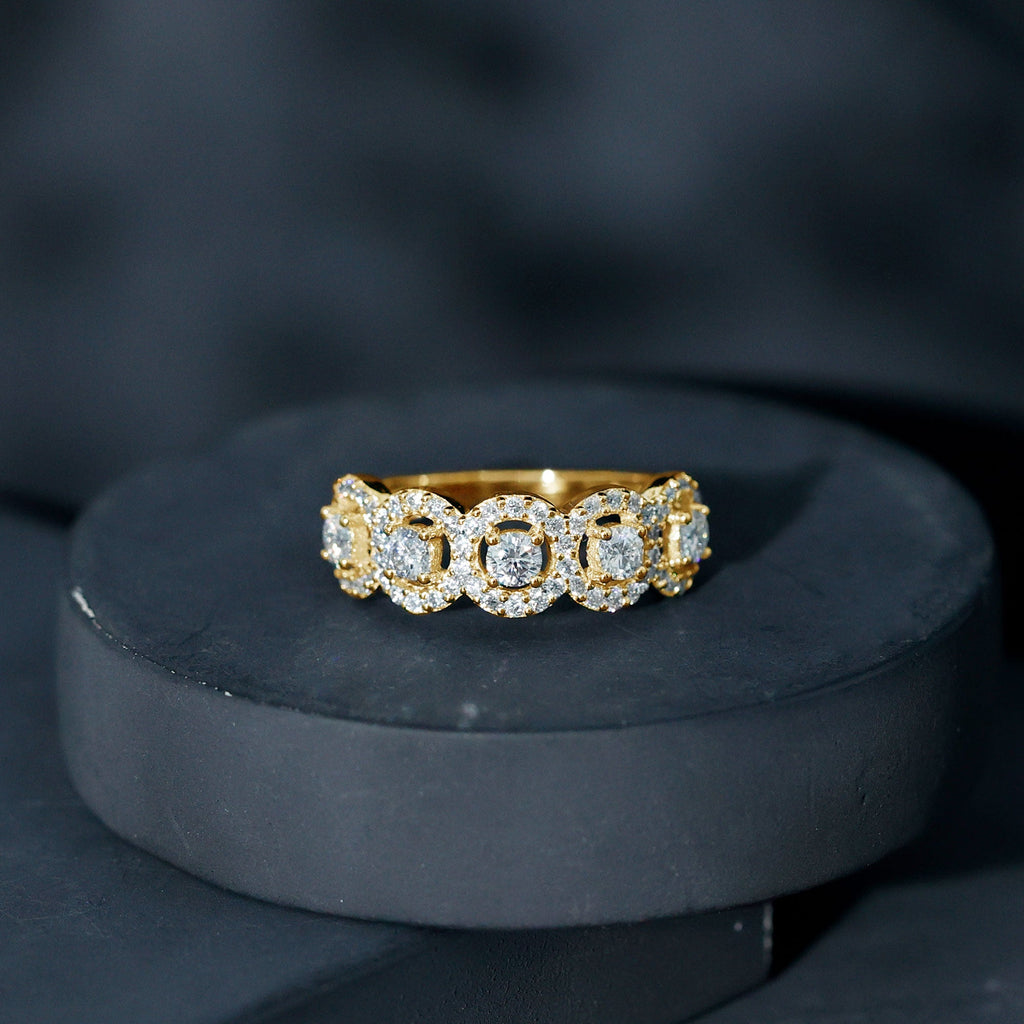 Classic Cubic Zirconia Halo Wedding Band Ring
