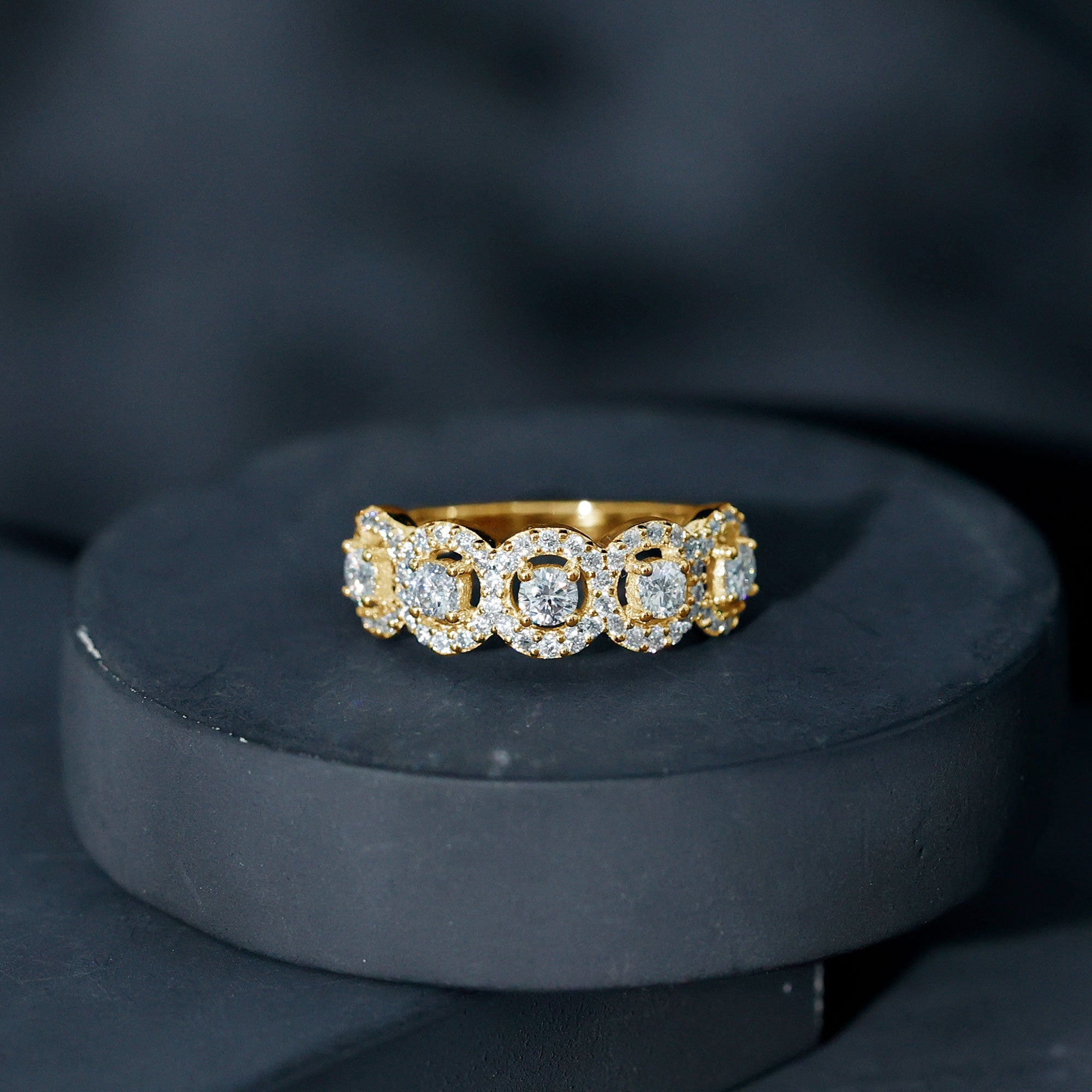 Classic Cubic Zirconia Halo Wedding Band Ring