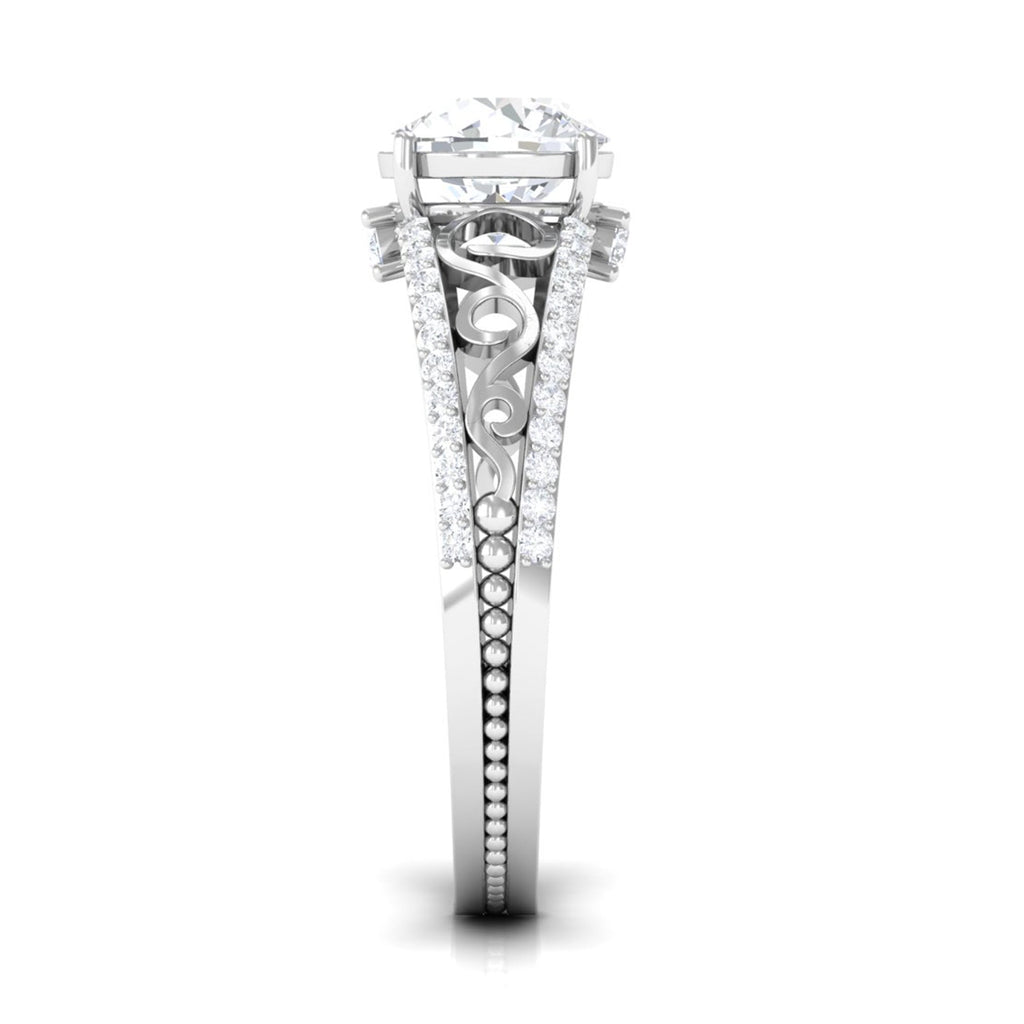 Solitaire 1 Carat Cubic Zirconia Vintage Looking Engagement Ring
