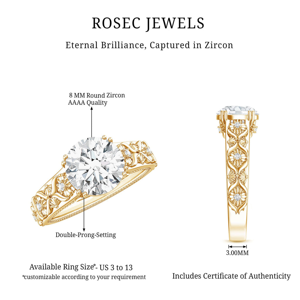 2 Carat Vintage Inspired Zircon Flower Engagement Ring