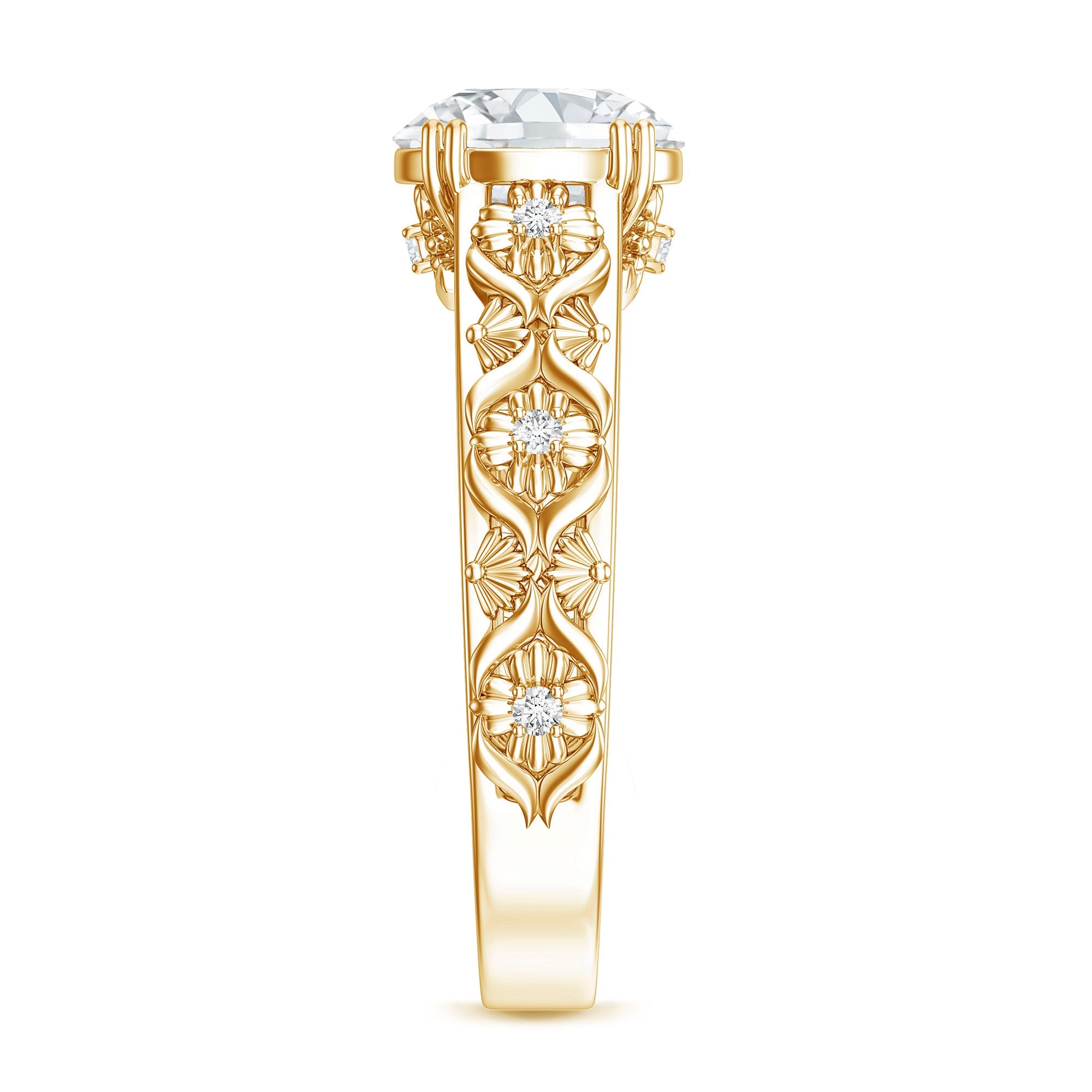 2 Carat Vintage Inspired Zircon Flower Engagement Ring