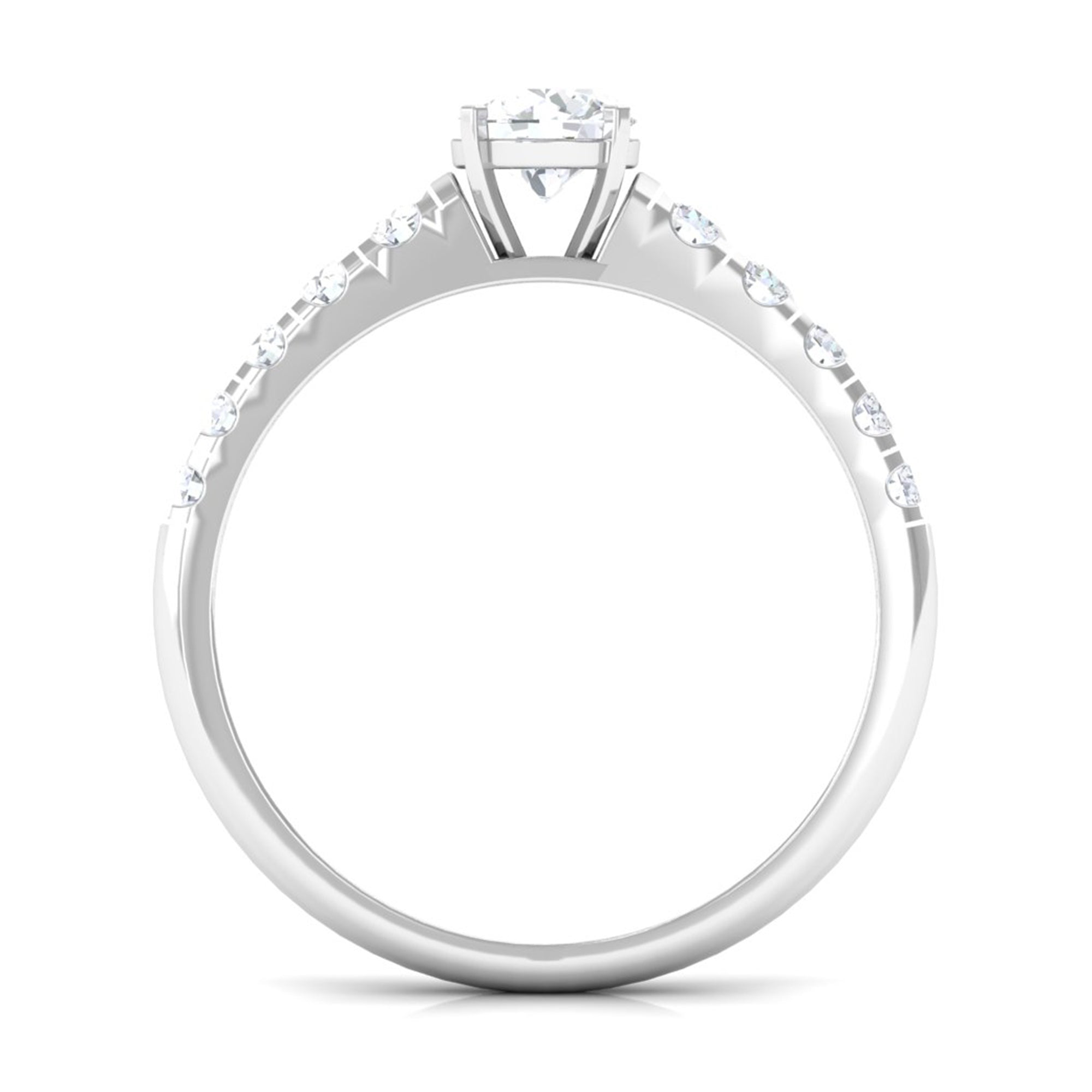 1 CT Round Cubic Zirconia Side Stone Engagement Ring