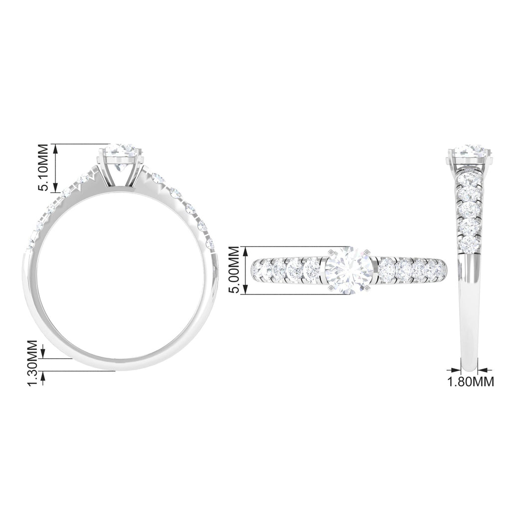 1 CT Round Cubic Zirconia Side Stone Engagement Ring