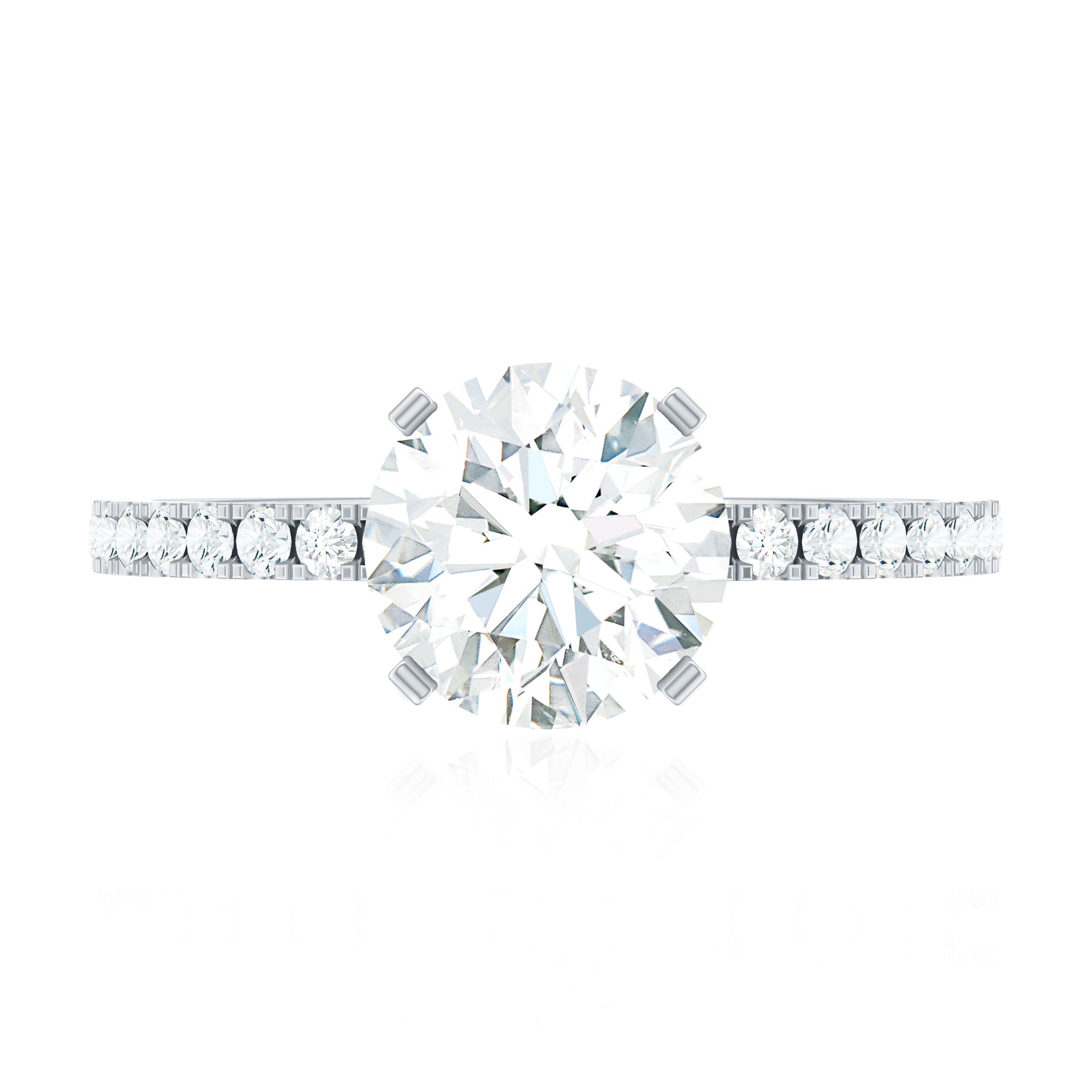 2.75 CT Zircon Solitaire Engagement Ring with Side Stones