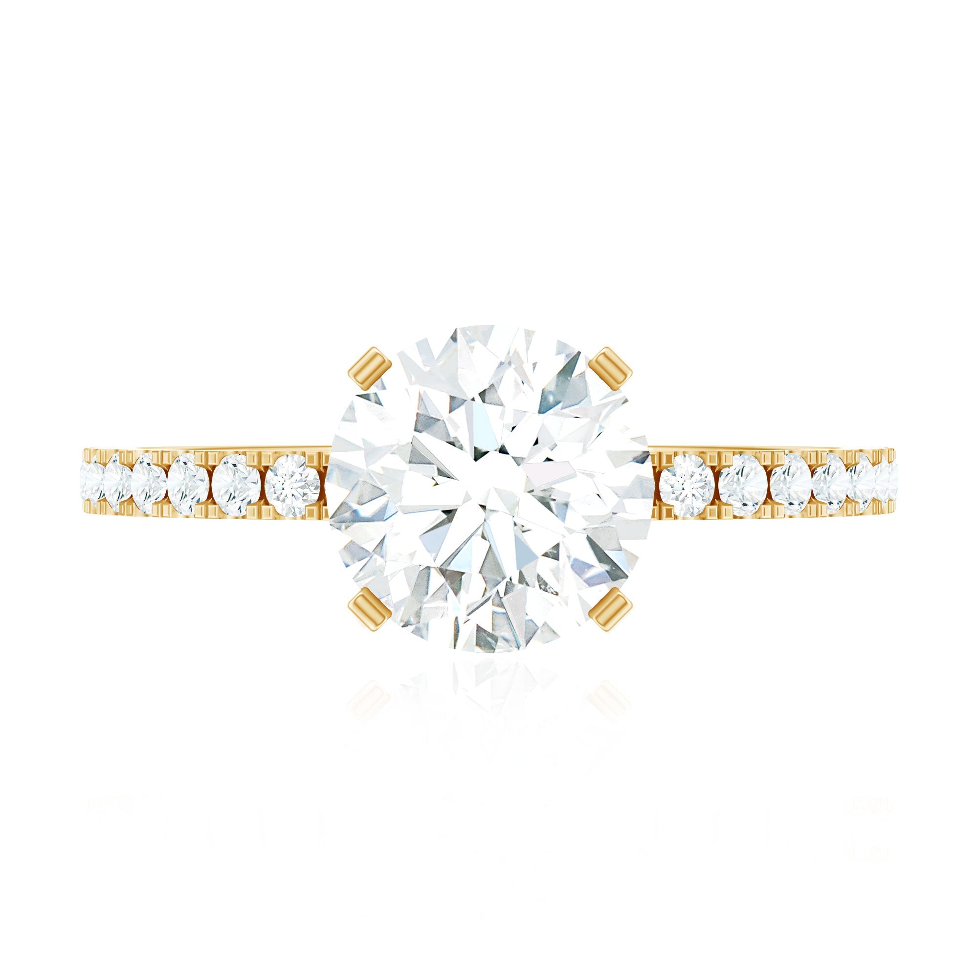 2.75 CT Zircon Solitaire Engagement Ring with Side Stones