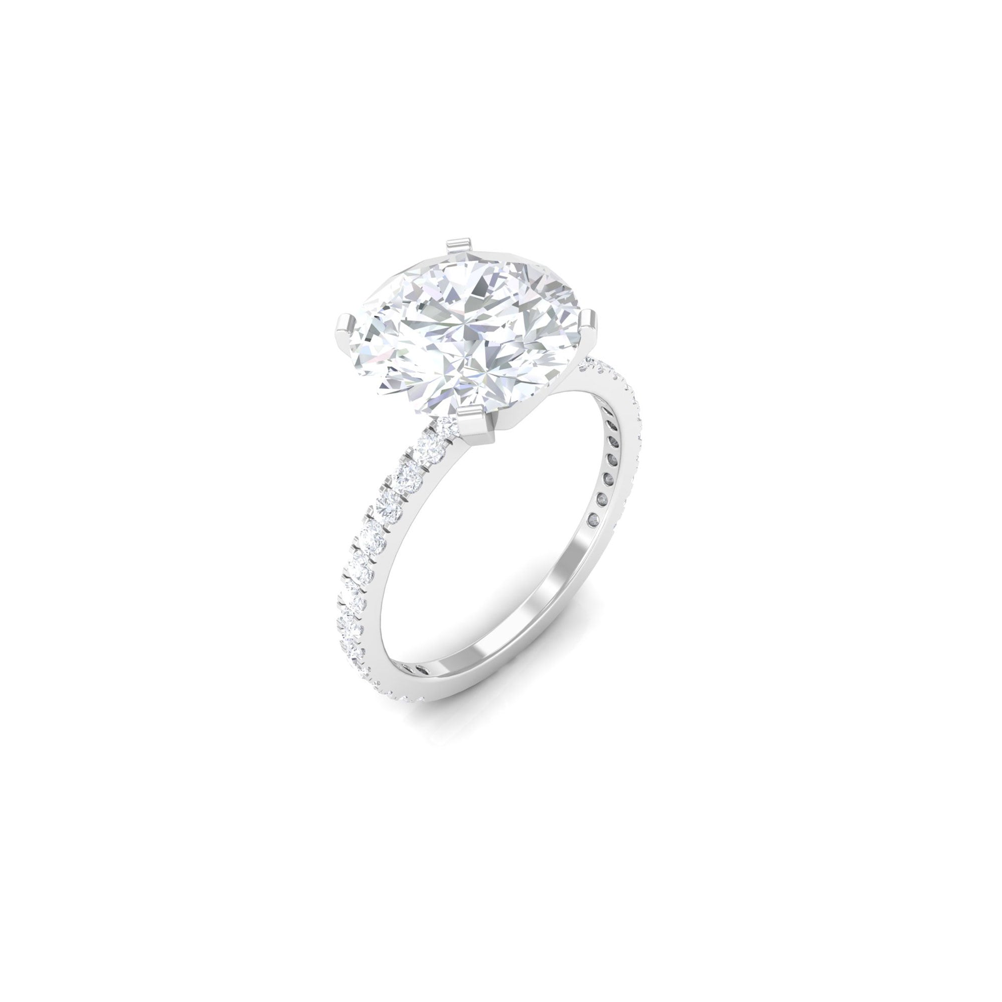 4.75 CT Zircon Solitaire Engagement Ring with Side Stones