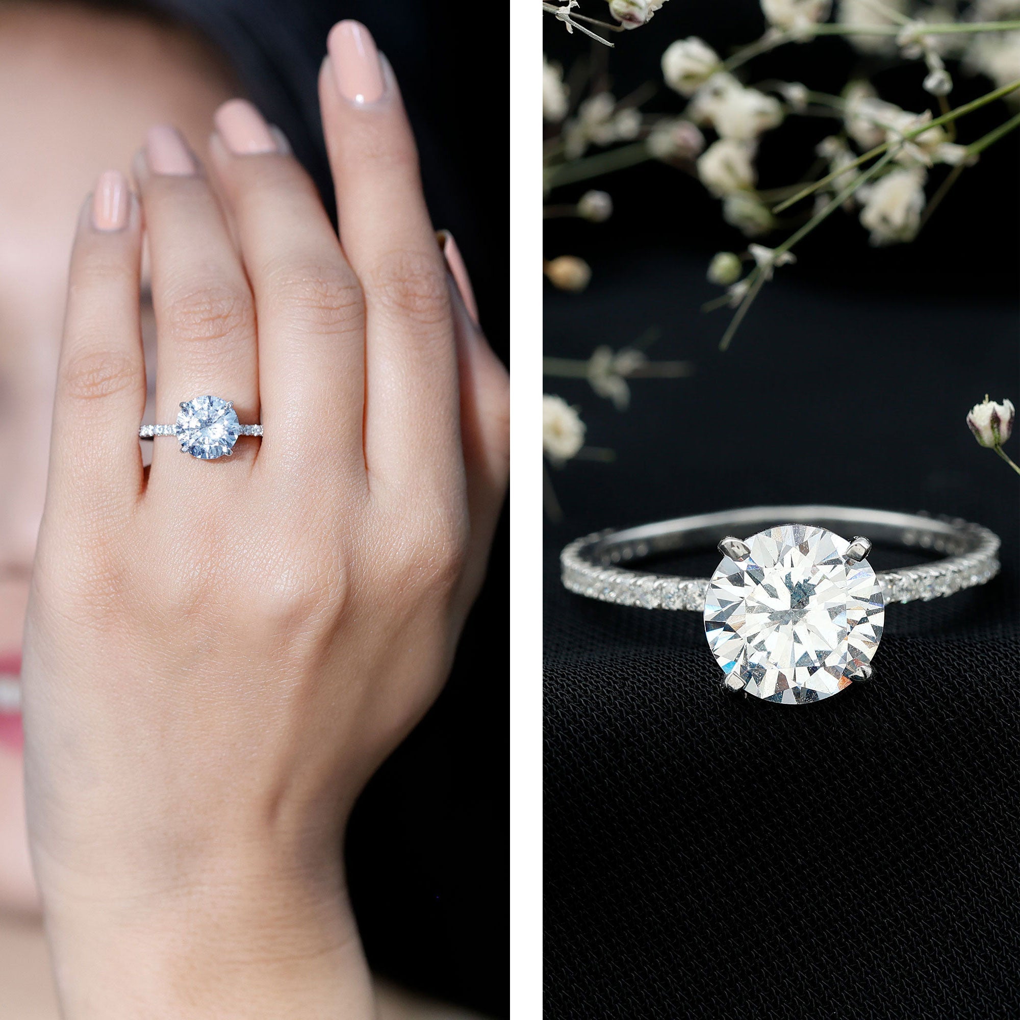 Certified 4.4 Carat Cubic Zirconia Solitaire Engagement Ring for Women