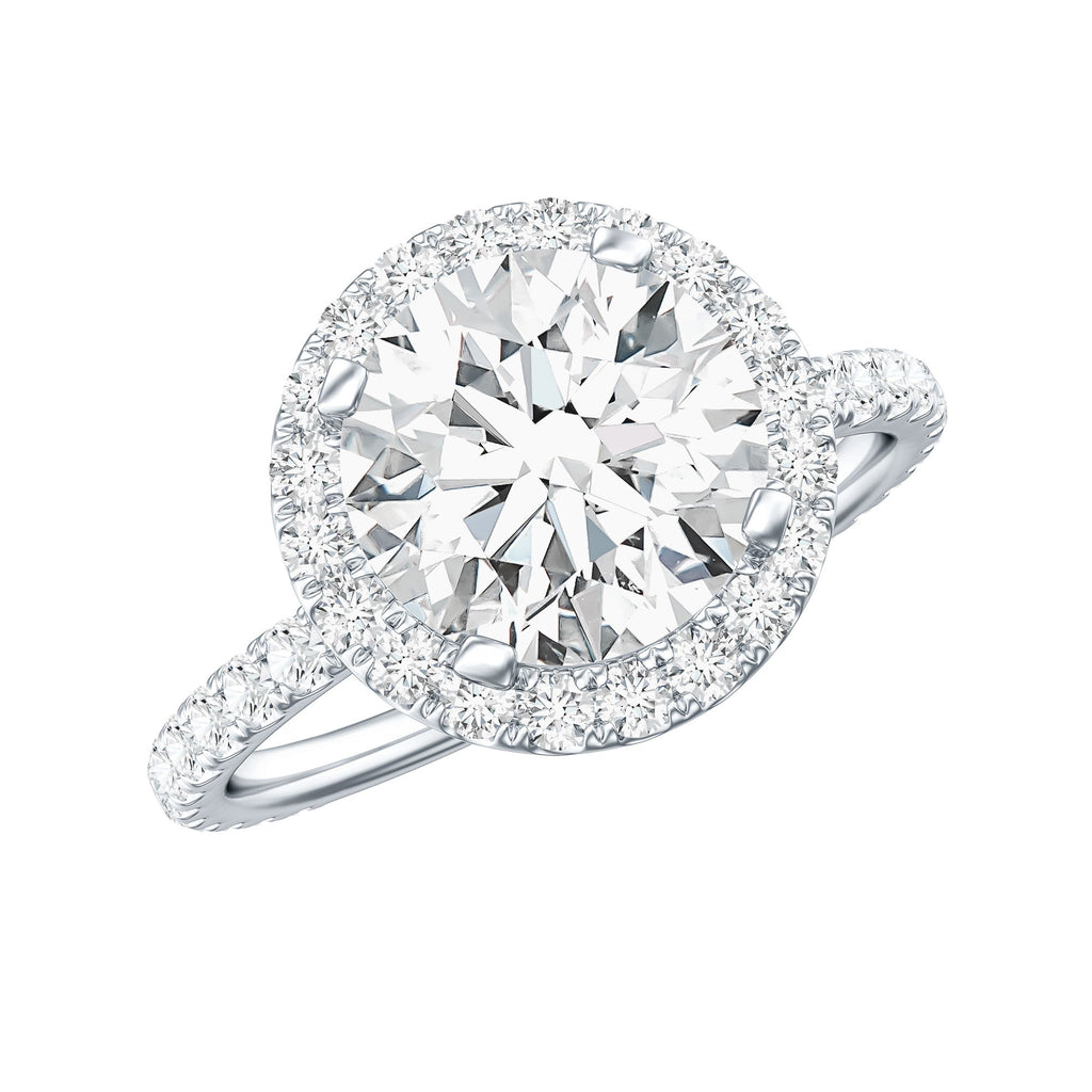Certified Cubic Zirconia Classic Floating Halo Engagement Ring